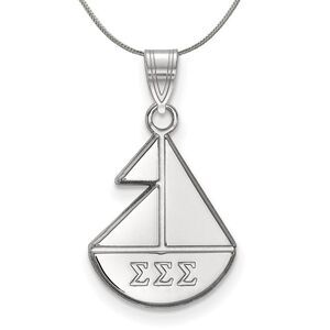 Sterling Silver Sigma Sigma Sigma Small Pendant Necklace - 24 Inch